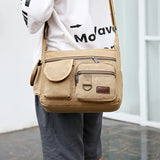 KYLETHOMASW  -  Men High Grade Crossbody Bag Dual Pocket Canvas Shoulder Bag Lightweight Travel Backpack Casual Daily Sling Bag
