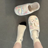 KYLETHOMASW  -  Women's Winter Fuzzy House Slippers Cute Cartoon 3D Decor Cotton Shoes Warm Plush Home Indoor Cozy Non‑Slip Ladies Slides Shoes