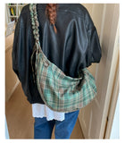 KYLETHOMASW  -  Preppy Plaid Pleated Bow Women's Handbags Y2k Aesthetic Fashion All Match Shoulder Bag Trendy Casual Crossbody Bags Streetwear
