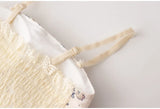 KYLETHOMASW  -  Hot Girl French Retro Gentle Style Embroidery Small Floral Camisole Women Summer High Waist Slim Short Sling Tops with Chest Pad