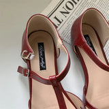 KYLETHOMASW  -  T-strap Rome Flat Sandals Women Hollow Out Vintage Summer Mary Janes Shoes Ladies Pu Leather Holiday Elegant Gladiator Sandals