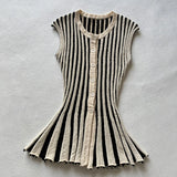 KYLETHOMASW  -  French Fashion Women's Striped Knitted Sweater Sleeveless Vest Sweater Minimalist Retro Top Women's Clothing