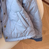 KYLETHOMASW  -  Corduroy Parka Women Fashion Patchwork Puffer Jacket Winter Korean Down Coats Long Sleeve Casual Cotton Padded Outerwears