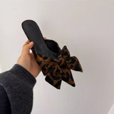 KYLETHOMASW  -  Leopard Print Open Toe Low Heel Women Slippers Butterfly-knot Dress Summer Women's Vacation Shoes
