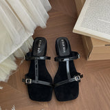 KYLETHOMASW  -  Summer Women Fashion Open Toe Slippers Casual Thick Heel Beach Vacation Slides Party Dress Shoes