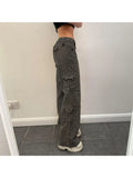 Kylethomasw  Woman Streetwear Jeans Preppy Style Denim Fashion Pants Elegant Trousers Casual Cargo Pants All-match Straight Leg Solid Color