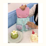 KYLETHOMASW  -  Sweet Cute Y2k Mochila Women Versatile Leather Lightweight Patchwork Chic Backpacks Female Retro Mini Backpack Aesthetic