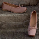 KYLETHOMASW  -  Brand New Women Satin Ballet Shoes Square Toe Bow Knot Low Heel Pumps Vintage Soft Slip-on Sweet Wedding Pumps Casual Shoes