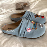 KYLETHOMASW  -  Retro Cute Women Slippers Design Ruffles Applique Fashion Pantuflas Spring Summer Outdoors Non-slip Soft Female Flipflop