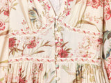 KYLETHOMASW  -  Spring Puff Long Sleeve Party Dresses for Women Robe Vintage Cotton Rayon Floral Print V Neck Dress Front Buckle Up Vestidos