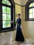 KYLETHOMASW  -  Autumn New Korean High Street Half-high Neck Dress Women Fitted Inner Wear Base Layer A-line Mermaid Long Dress Office Lady