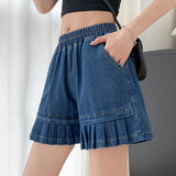 KYLETHOMASW  -  Casual Feng Shui Wash Loose Solid Color Straight Leg Pants Versatile Wide Leg Short Jeans For Women New