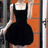 KYLETHOMASW  -  Black camisole dress, women's new summer French waist cinched small black skirt, fluffy short skirt  bodycon dress