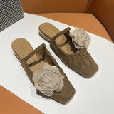 KYLETHOMASW  -  New Fashion Summer Women Half Slipper Mary Jane Shoes Ladies Elegant Mules Shoes Low Heel Sandal Outdoor Slipper