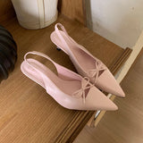 KYLETHOMASW  -  Fashion Butterfly-Knot Women Medium Heels Pumps Shoes Female Slip On Footwear Pointed Toe Ladies Thin Heels Sandals Shoes
