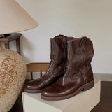 KYLETHOMASW  -  Retro Women's Shoes Handmade Genuine Leather Cowboy Boots for Woman Exquisite Platform Ankle Boots Designer Shoes Botas Feminina
