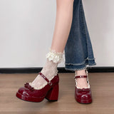 KYLETHOMASW  -  Designer Platform High Heel Women's Mary Jane Shoes Fashion Butterfly-knot Lace Shoes 2026 New Spring Autumn Wedding Party Shoes