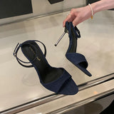 KYLETHOMASW  -  Fashion Ankle Buckle Ladies Super High Heels Sandals Shoes Female Round Toe Footwear Elegant Women Heeled Sandals Shoes Pumps