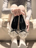 KYLETHOMASW  -  Polka Dot Mary Jane Shoes Women Sweet Ruffle Internal Elevation Shoes Ladies Soft Sole Slip on Daily Comfort Dress Footwear