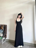 KYLETHOMASW  -  New Fake Two Piece Design Sense Niche Waist Cinching Slimming Long Skirt Black Sleeveless Suspender Dress for Women