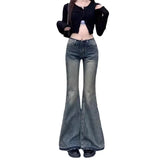 KYLETHOMASW  -  Vintage Fringe Bell Bottom Jeans Women's Slimming Low Waist Summer Petite Trousers American Style Casual Chic Fashion
