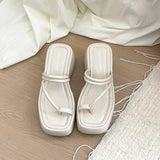 KYLETHOMASW  -  Summer Leopard Women Wedges Heel Slippers Fashion Clip Toe Dress Slide Shoes Thick Bottom Flip Flop