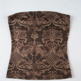 KYLETHOMASW  -  American street retro printed one neck chest revealing short and large style strapless hot girl sexy versatile interior top