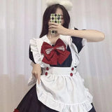 Kylethomasw Black Red Lolita Cos Dress for Women Harajuku Sweet V-neck Bow Shorts Sleeve Dresses Y2k E-Girl High Waist Vestidos Mujer