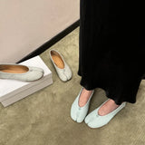 KYLETHOMASW  -  Split Toe Women Ballet Flats Fashion Women Shoes Casual Slip-on Loafers Ladies Pleated Leather Espadrilles Zapatillas Mujer