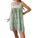 KYLETHOMASW  -  Womens French Vintage Floral Print Casual Loose Fit Strap Jumper Dress