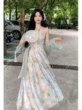 KYLETHOMASW  -  New Design Large Size Women's Dress Set Neck Hanging Strap Dress Meat Hiding Cardigan Unique And Beautiful Casual Wear