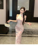 KYLETHOMASW  -  Dresses Women Elegant Off Shoulder Stand Collar Split Vintage Temperament Party Dress Slim Stretch Sexy Ladies Fashion