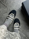 KYLETHOMASW  -  Vintage Round Toe Shallow Mouth Velcro Sports Flat Ballet Shoes Women Mary Jane Shoes German Training Shoes