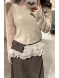 KYLETHOMASW  -  Women Vest Vintage Fungus Edge Hem Spliced Slim Fit Unique Layering Autumn Winter Outerwear