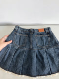 Kylethomasw  Women's Blue Denim A-Line Pleated Mini Skirt Fashion Korean Skirt Vintage Harajuku Y2k Girl Kawaii Jean Skirt Streetwear Summer