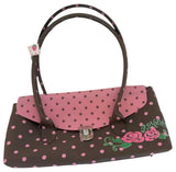 KYLETHOMASW  -  Retro Y2k Rose Print Underarm Bag Women Brown Polka Dot Lock Large Capacity Handbag Ladies Sweet Cute Versatile Shoulder Bag New