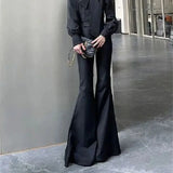 KYLETHOMASW  -  Spring New Elegant Women's Bell-Bottom Trousers Fashion Y2k High Street Pants Office Lady Sexy High Waist Slim Flared Pants 509P