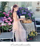 KYLETHOMASW  -  Chic Spaghetti Strap Women's Dresses Summer French Style Princess V-neck Evening Dresses Fashion Elegant Female Dress
