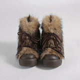 KYLETHOMASW  -  Winter Furry Lace Up Women Snow Boots Concise Height Increase Shoes Female Thick Sole Warm Cotton Short Booties Zapatos De Muje