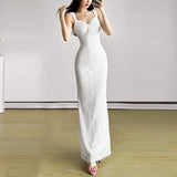 KYLETHOMASW  -  Jacquard Elegant Maxi Dress Women Square Collar Shirring Backless Sleeveless Midnight Prom Party Hipster Skinny Vestidos