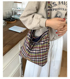 KYLETHOMASW  -  Contrast Color Plaid  Vintage Casual Women's Handbags Y2k Aesthetic Shoulder Bags All Match Chic Streetwear Underarm Bag Korean