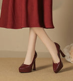 KYLETHOMASW  -  High Heels Women's Spring Autumn Waterproof Table High Heel Pumps Women's Pointed Toes Thin Heels Bridesmaid Work Shoes Women