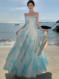 KYLETHOMASW  -  Sexy Spaghetti Strap Womens Dresses Elegant Slash Neck Sleeveless Party Dress Summer Fashion Holiday Beach Vestidos A-line Robe
