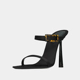 KYLETHOMASW  -  Summer Black Satins Women's Sandals Square Toe Thin Heels Slip-on Female High Heels Shoes Simple Versatile Peep Toe Ladies Pumps