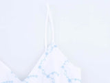 KYLETHOMASW  -  New Women Sexy Sling Floral Embroidery Dress Thin Straps V Neck A-line Mini Casual Summer Dresses Beach Vestidos