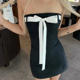 Kylethomasw  Bow Tie Tube Top Backless Mini Dresses for Women Y2k Sexy Cute Black Dress Party Night Club Outfits