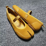 KYLETHOMASW  -  Women's Suede Mary Jane Flats Strap Design Split - Toe Comfortable Casual Shoes Stylish Daily/Lounge Footwear