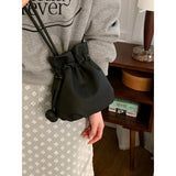 KYLETHOMASW  -  Korean Drawstring Women New Cloud Bag Versatile Single Shoulder Crossbody Bucket Bags