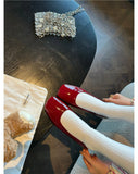 KYLETHOMASW  -  Design-inspired Evening Breeze Style Paired with A Skirt, Slip-on Shallow-mouth Flat Shoes, Niche Shiny Women's Mary Jane