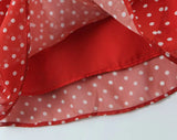 KYLETHOMASW  -  Holiday Summer Dresses Women Ruffle O Neck Sleeveless A-line Midi Polka Dot Red Dress Spaghetti Straps Robe